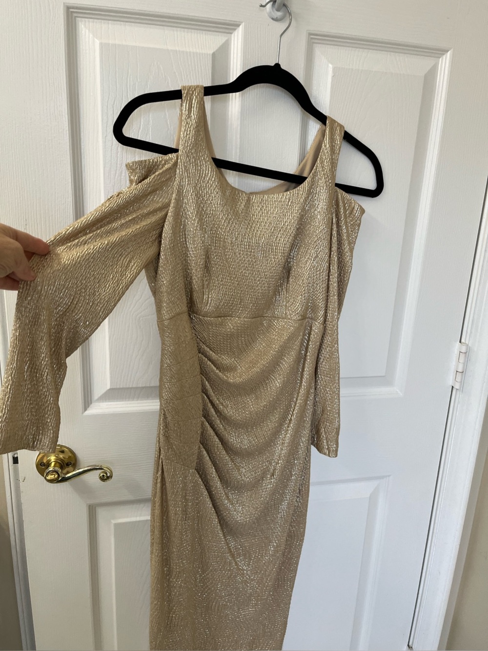 Gorgeous cold shoulder Textured Women’s wedding guest Dress